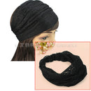 1pcs Lady Wide Lace Floral Hairband Headband Wrap Turban  Black