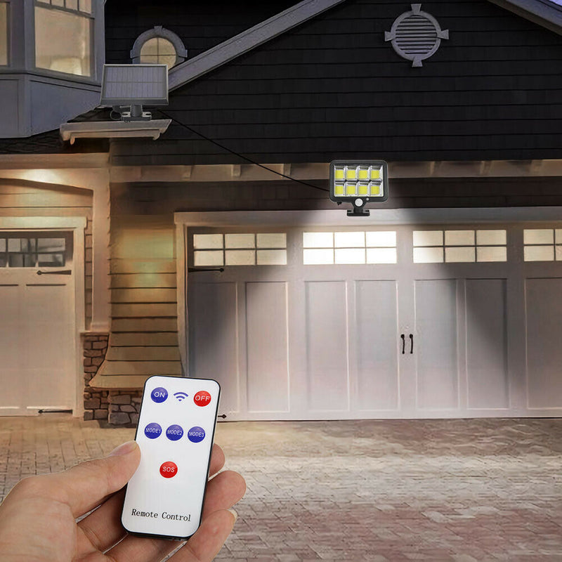 160 LED Solar Wall Light Remote Control Motion Sensor Yard Security Lamp
