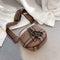 Fashion Woolen Messenger Bag Women Semicircle Wide Shoulder Bags (Brown)