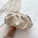 Fashion Women Shoulder Crossbody Bag PU Leather Solid Color Clutch (White)