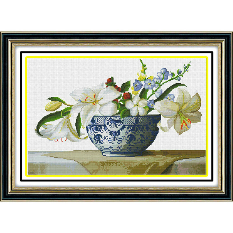 1 Set Lily Flower Patterns Counted Cross Stitch Kits Sets 11CT Decorations