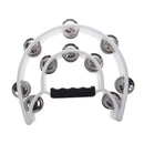New Singer Tambourine Percussion Drum Grip Handle-32 Jingles Half Moon - Wh