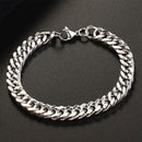 Mens Stainless Steel Chain Classic Bracelet Curb Link Fashion Wristband 19CM