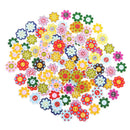 100x Assorted Flower Shape 2-holes Flatback Wooden Buttons for Sewing Craft