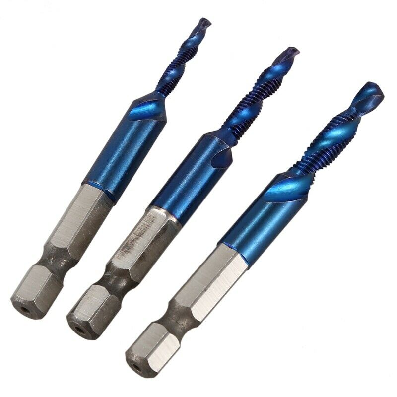 6Pcs 1/4 Hex Shank Hss Metric Thread Tap Hss Drill Bits Spiral Tap Hand Scr J4D7