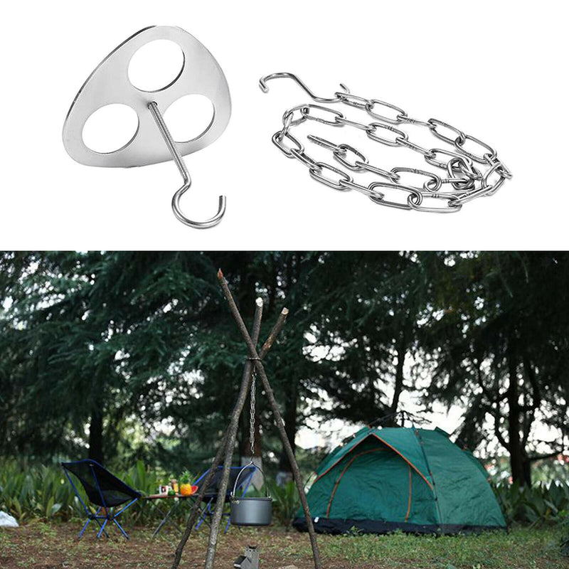 Camping Tripod Set Portable Stainless Steel Campfire Cooking Tripod Grill