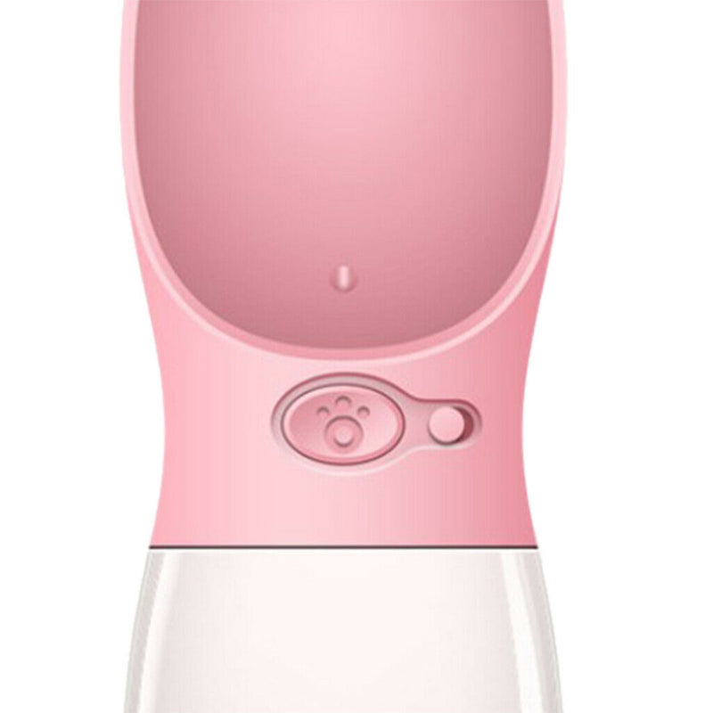 Portable Pet Dog Outdoor Travel Water Bottle Feeder Drinking Fountain Pink