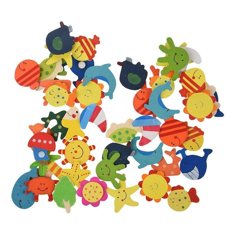 48pcs coloured wooden magnets drawing anime for children. L1M9