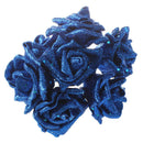 7 Foam Rose Artificial Flower Glitter Bridal Bouquet Home Wedding Decoratio T5I9