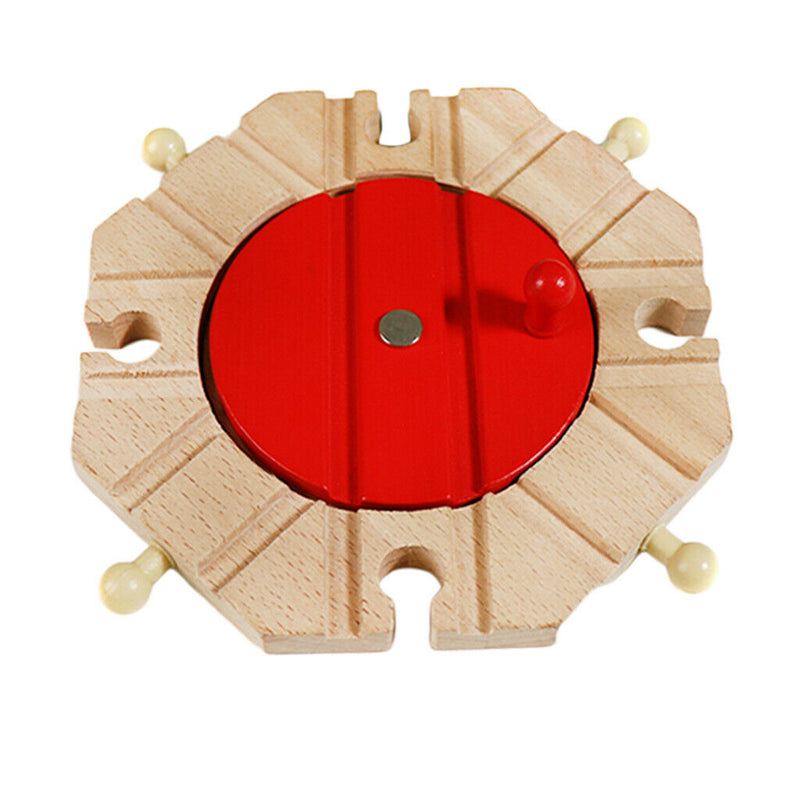1x Wooden Train Track Turntable Accessories Fun Play Toys Gift Educational