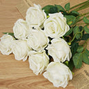 9x Artificial Flannel Rose Flower Bridal Party Home Room Floral Decor White