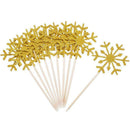 60 Pack Snowflake Cupcake Toppers Glitter Snowflake Cake Topper Picks for ChY6Y8