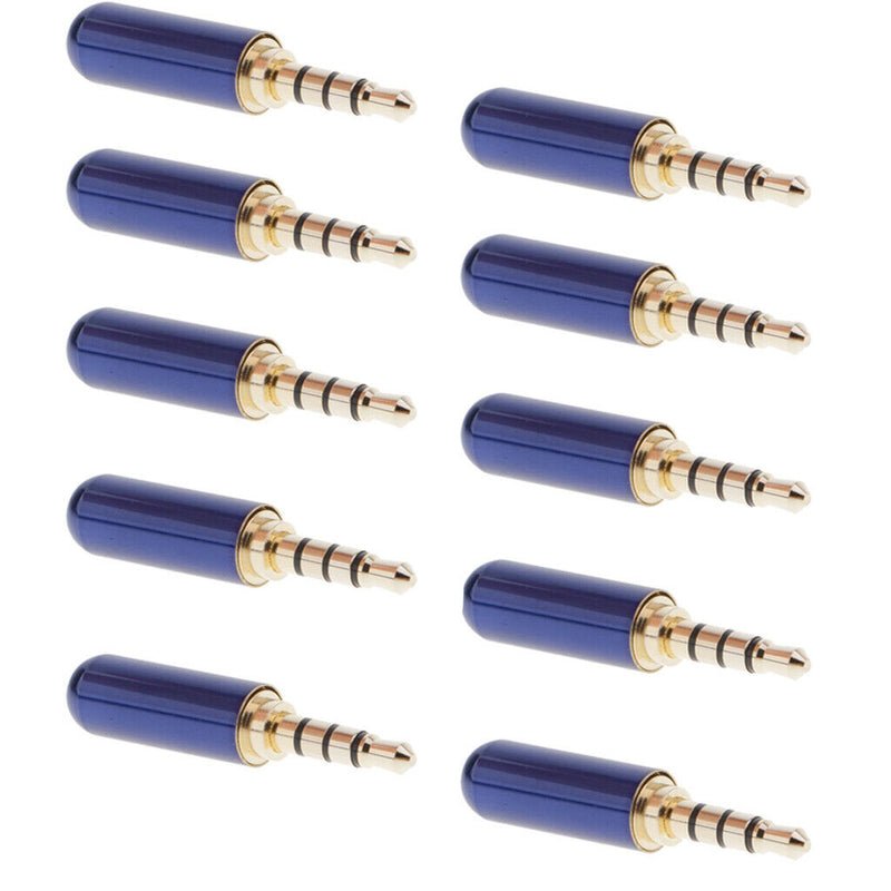 Blue 3.5mm Male Repair headphone Stereo Jack Plug Metal Audio Soldering & Spring