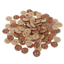100Pcs 15mm Sun Flower Wooden 2-holes Buttons for Art Crafts Scrapbooking
