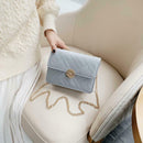 Fashion Women Messenger Shoulder Bag Leather Flap Crossbody Handbag (Grey)