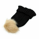 Womens winter rabbit fur ball warm hat knitting crochet wool hat (Black) V2R4