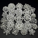 24pc Clear Rhinestone Crystal Flower Brooches Pins Set DIY Wedding Bouquet
