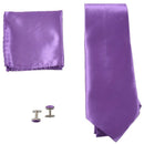 Wedding Party,Evening Mens Woven Silk Tie, Hanky & Cufflinks Set -Dark purp