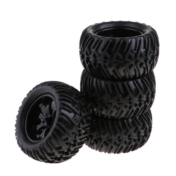 4Pcs 12mm Hub Wheel Rim & Rubber Tire Tyres for 1:10 RC Monster Truck Truggy