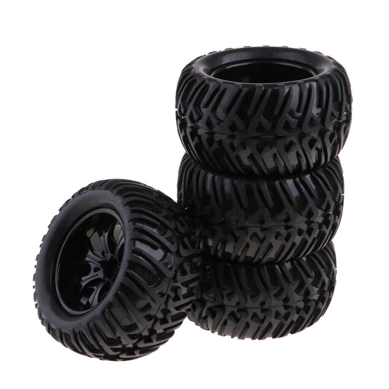 4Pcs 12mm Hub Wheel Rim & Rubber Tire Tyres for 1:10 RC Monster Truck Truggy