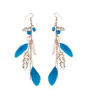 Bohemian style earrings Alloy leaves feathers tassel long pendant national