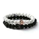 Women Men Couples Bangles Volcanic Stone Party Stone Beads Trendy Alloy