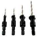 4 pcs HSS Power Groove Countersink Hex Shank Tapered Drill Bits Set M1W1
