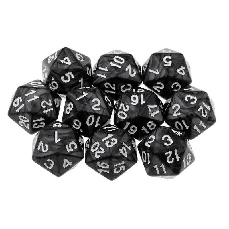 10Pcs Acrylic 20-Sided Role Playing Dices Toys TRPG Board Game for MTG DND