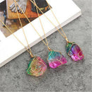 Rainbow Stone Natural Crystal Chakra Rock Chain Quartz Pendant Necklace Jewelry^