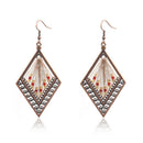Fashion Women'S Ethnic Silk Rhombus Alloy Beads Drop Earrings Fashion Jewel