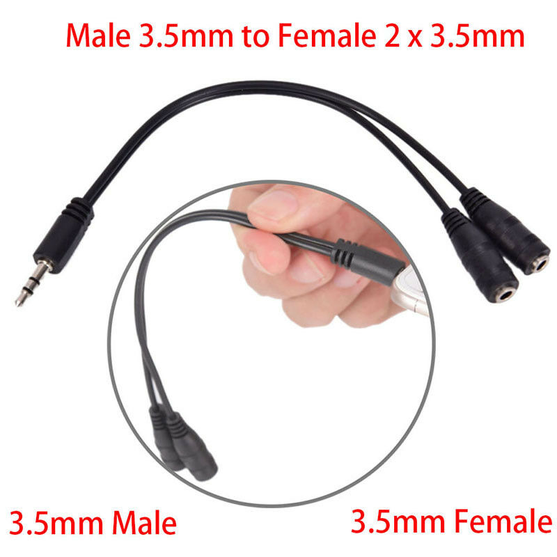 3.5mm Male To Dual 3.5mm Female Earphone Headphone Stereo Audio Splitter Cable Z