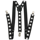 Y-Shape Five Pointed Star Print Adjustable Suspenders Belt Black