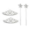 4pcs Princess Tiara Fairy Wands Set for Women Kids Birthday Party Dress Kits