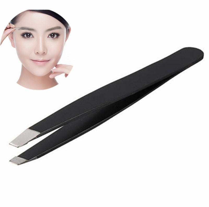 Professional Stainless Steel Slant Tip Eyebrow Tweezer Hair Removal Makeup Tools