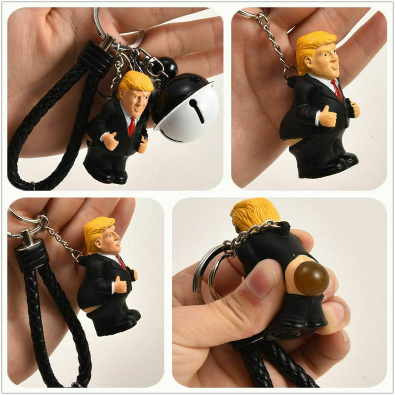 Donald Trump poop keyring president squeeze funny key chain novelty fun Gift HOT