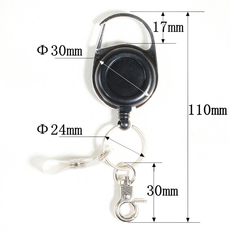 60cm Retractable Keyring Metal Wire Keychain Clip Pull Anti Lost ID Card Hol Kw
