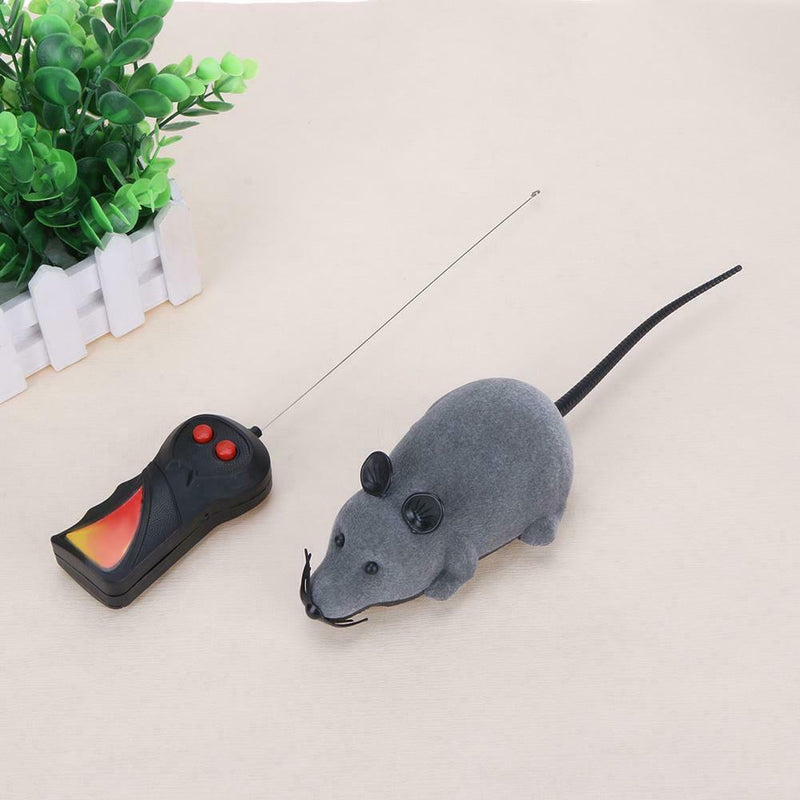 Wireless Electric RC Flocking Rat Toys Pet Cat Remote Control Mouse (Grey) A