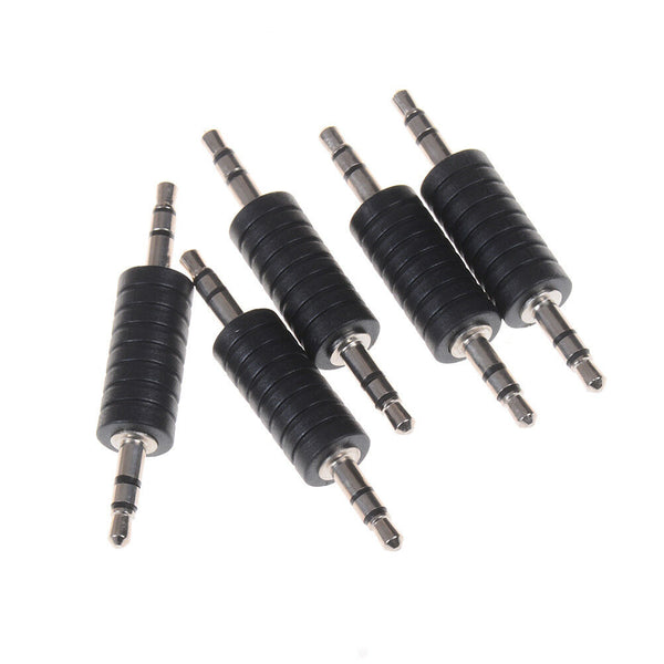 5pcs 3.5mm stereo male to male jack audio plug connector coupler adapter joiner-