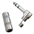 2PCS Guitar Audio Connector Plug 1/4" 6.35mm Right Angle Male Plated Stereo