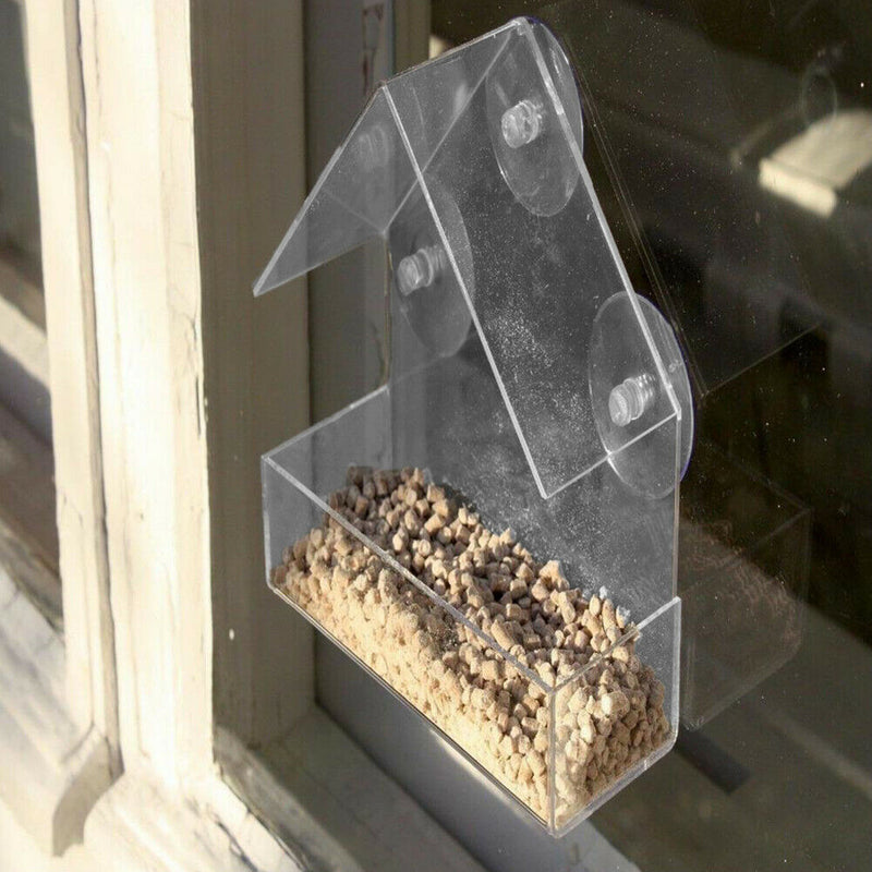 Creative Transparent Window Mounted Sucker Bird Feeder Tray Birdhouse Food Bird