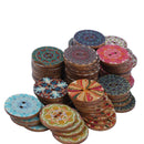Mixed Flower Painting Round 2 Holes Wood Wooden Buttons for Sewing Crafting