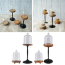 Glass Steel Cloche Dessert Cake Cover Display with Base Low Red brown