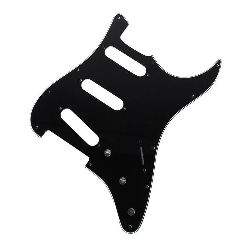 3Ply SSS 11 Holes Strat Electric Guitar Pickguard for FD (Black) A