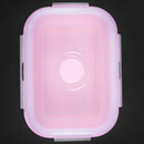 Pink Food Grade Silicone Lunch Box Folding Eco-Friendly Food Container Bent M9O1