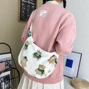 Korean Bear Crossbody Tote Bag Women Plush Casual Shoulder Dumpling Handbag