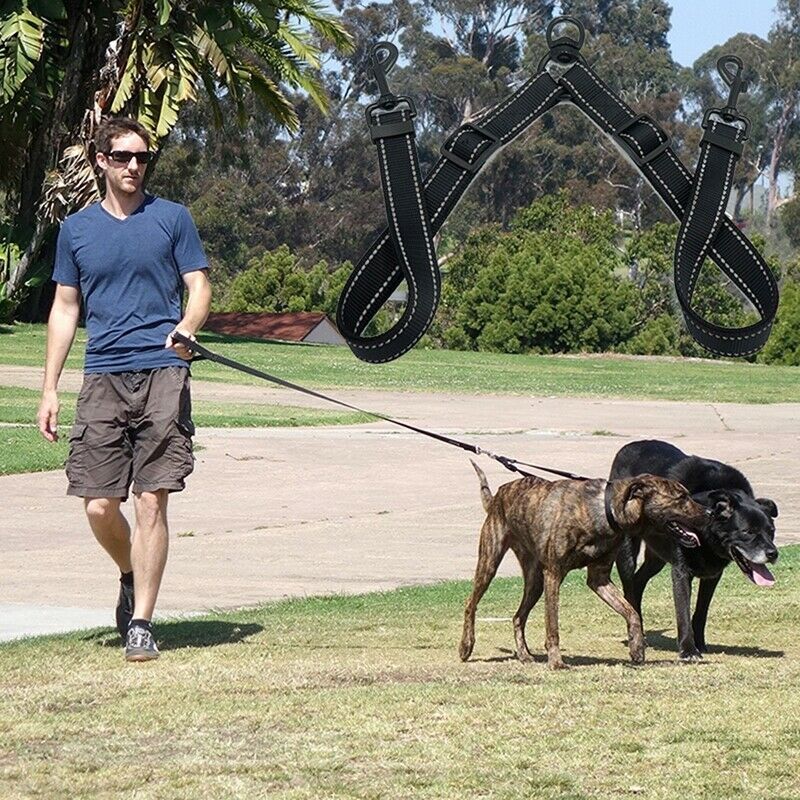 Double Leash Coupler for Large Dogs Adjustable Heavy Duty Nylon Splitter fo O7T4
