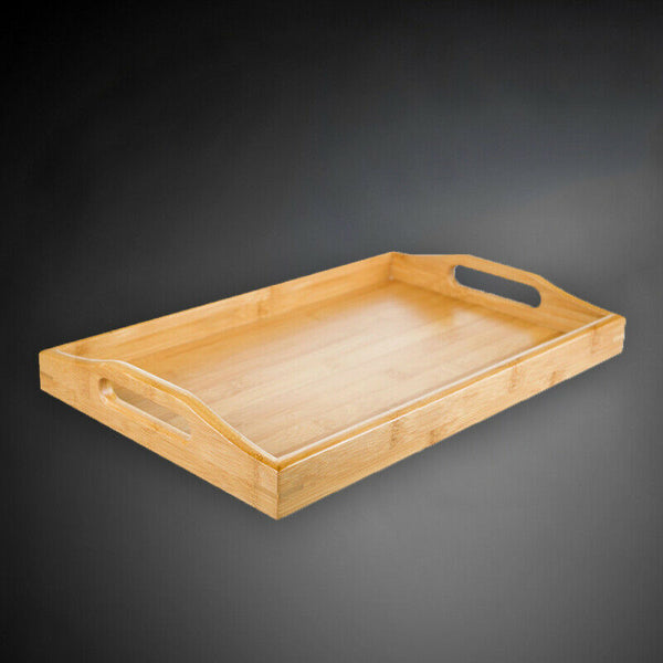 39*25cm Solid Bamboo Flat Tea Tray Coffee Food Drink Serving Table With  EZV