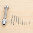 Mini Micro Aluminum Hand Drill With Keyless Chuck +10 Twist Drills Rotary T