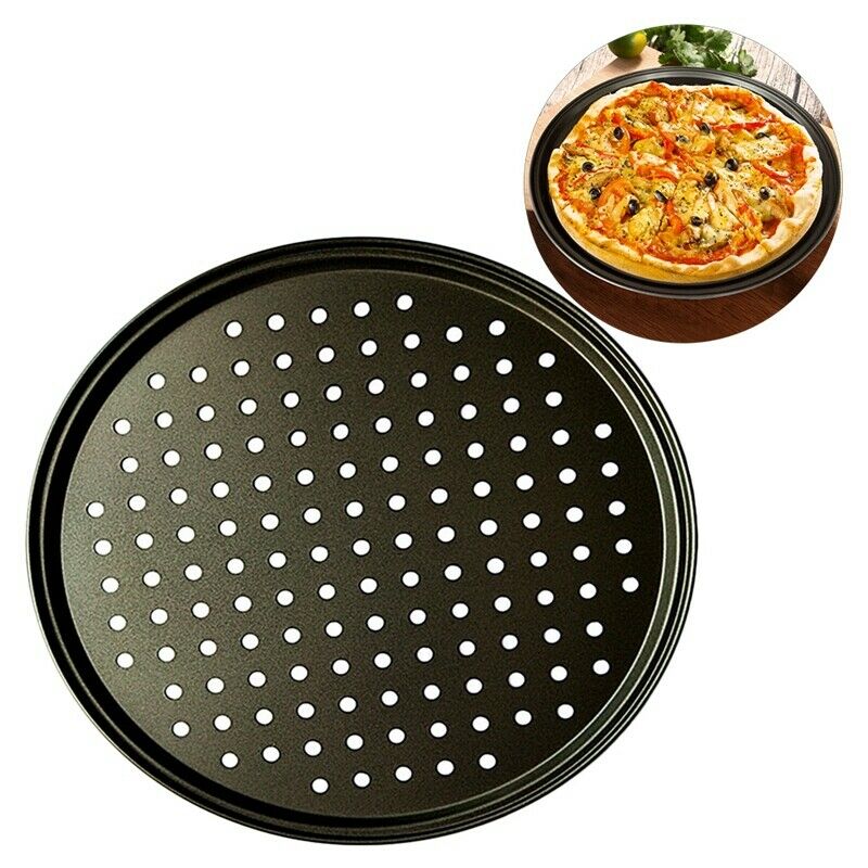 2Pcs Baking Utensil 12-Inch User-Friendly Pizza Baking Pan Non-Stick Cookin I9S1