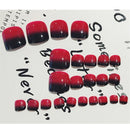 Artificial Toes False Nails Press On Gradient Red Color Pedicure Diy To ï¼D
